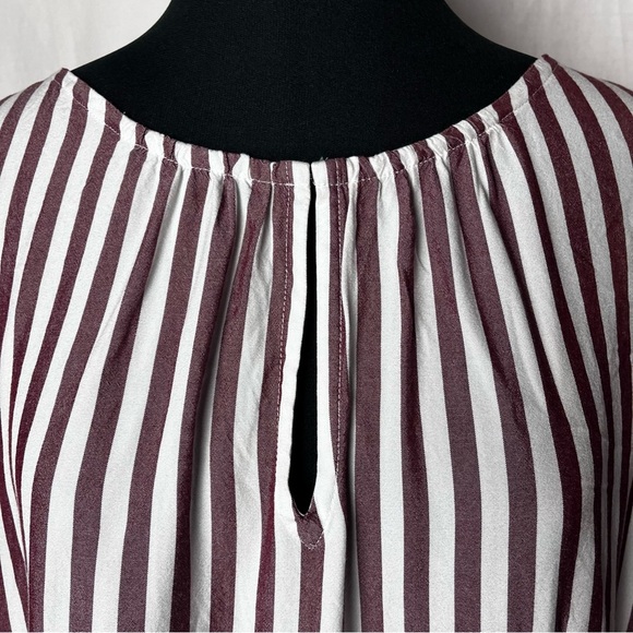 Madewell | Striped Stanza Ruffle Hem Short Sleeve Peplum Top, XL - Picture 8 of 10